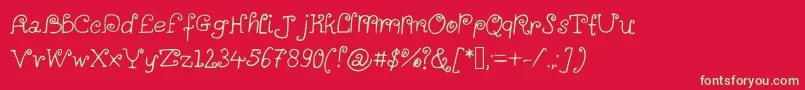 Alittlescribbleinmybook-fontti – vihreät fontit punaisella taustalla