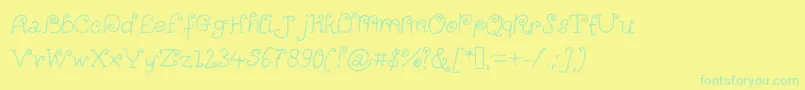 フォントAlittlescribbleinmybook – 黄色い背景に緑の文字