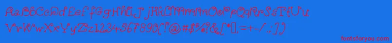 Alittlescribbleinmybook Font – Red Fonts on Blue Background