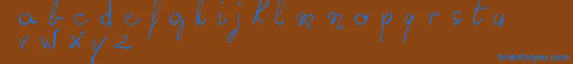 フォントWritingSomethingByHand – 茶色の背景に青い文字