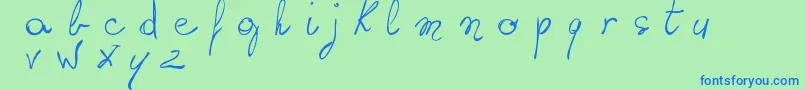 WritingSomethingByHand-Schriftart – Blaue Schriften auf grünem Hintergrund