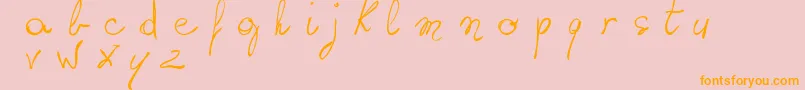 Czcionka WritingSomethingByHand – pomarańczowe czcionki na różowym tle