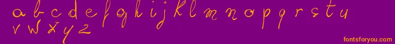 Czcionka WritingSomethingByHand – pomarańczowe czcionki na fioletowym tle