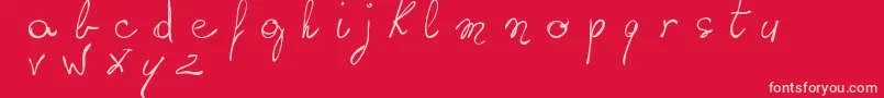 Czcionka WritingSomethingByHand – różowe czcionki na czerwonym tle