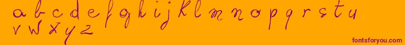 Fonte WritingSomethingByHand – fontes roxas em um fundo laranja