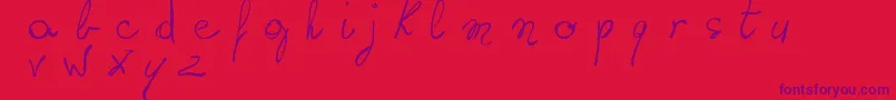 WritingSomethingByHand-Schriftart – Violette Schriften auf rotem Hintergrund