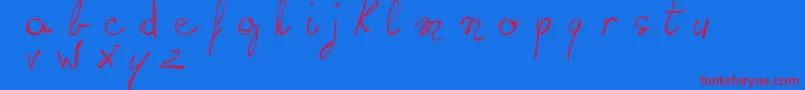 Czcionka WritingSomethingByHand – czerwone czcionki na niebieskim tle