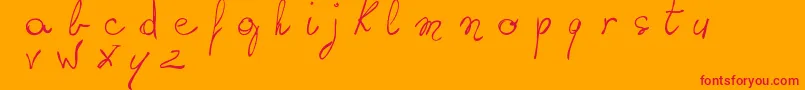 フォントWritingSomethingByHand – オレンジの背景に赤い文字
