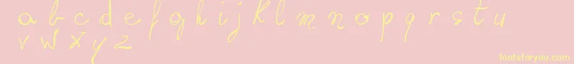 WritingSomethingByHand-Schriftart – Gelbe Schriften auf rosa Hintergrund