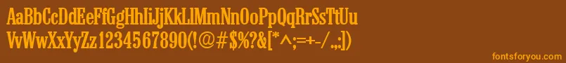 フォントColonelBold – オレンジ色の文字が茶色の背景にあります。
