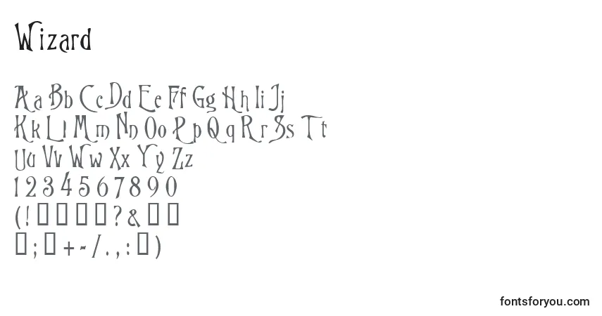 Czcionka Wizard – alfabet, cyfry, specjalne znaki