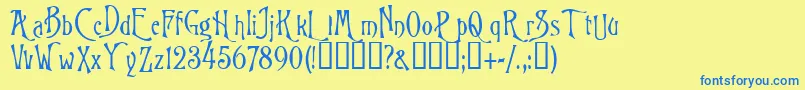 フォントWizard – 青い文字が黄色の背景にあります。