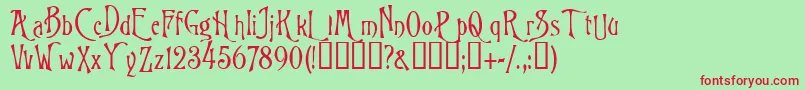 Wizard Font – Red Fonts on Green Background