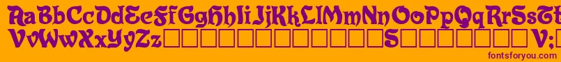 Eldorado-Schriftart – Violette Schriften auf orangefarbenem Hintergrund