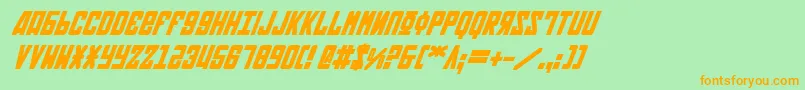 SovietBoldItalic-Schriftart – Orangefarbene Schriften auf grünem Hintergrund