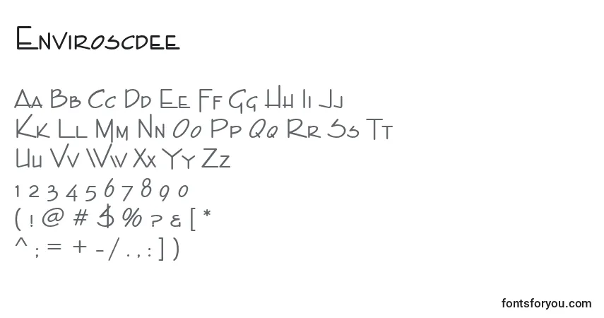 Czcionka Enviroscdee – alfabet, cyfry, specjalne znaki