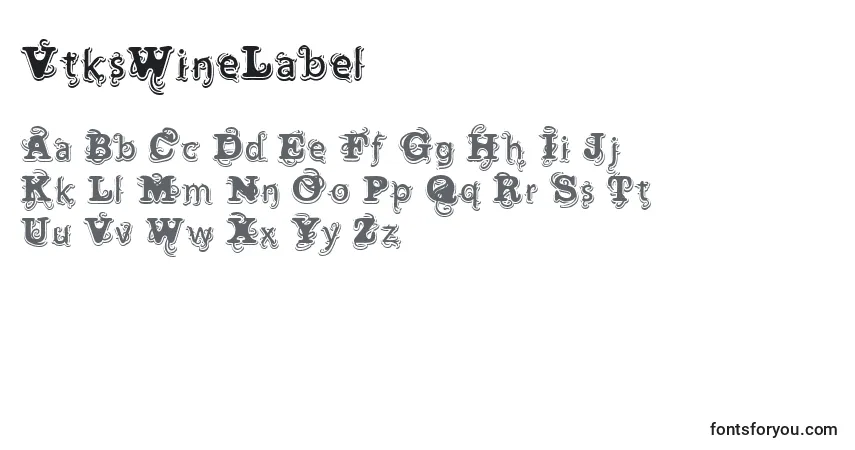 A fonte VtksWineLabel – alfabeto, números, caracteres especiais