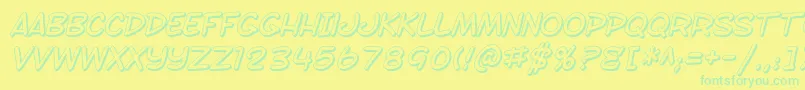 SfToontimeShadedItalic Font – Green Fonts on Yellow Background