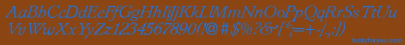 L890RomanItalic Font – Blue Fonts on Brown Background