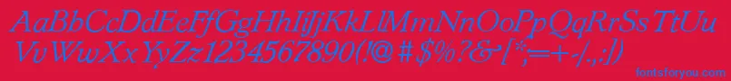 L890RomanItalic Font – Blue Fonts on Red Background