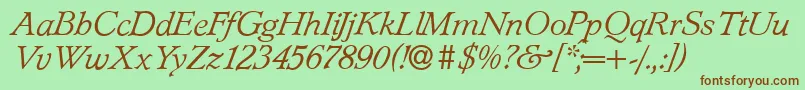 L890RomanItalic Font – Brown Fonts on Green Background