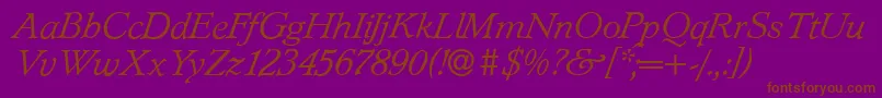 L890RomanItalic Font – Brown Fonts on Purple Background