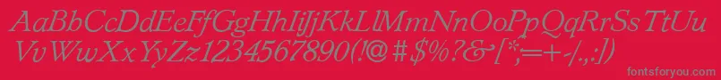 L890RomanItalic Font – Gray Fonts on Red Background
