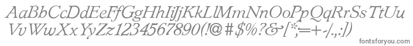 フォントL890RomanItalic – 白い背景に灰色の文字