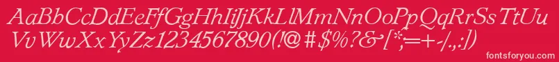 フォントL890RomanItalic – 赤い背景にピンクのフォント