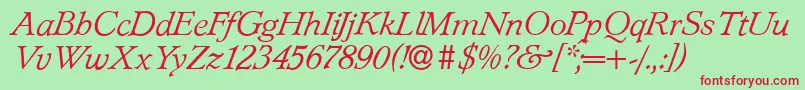 L890RomanItalic Font – Red Fonts on Green Background