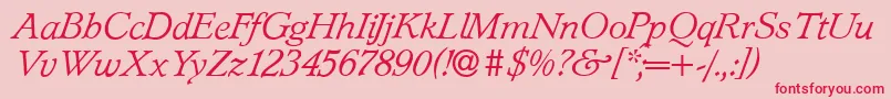 L890RomanItalic Font – Red Fonts on Pink Background