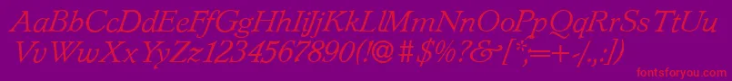 L890RomanItalic Font – Red Fonts on Purple Background