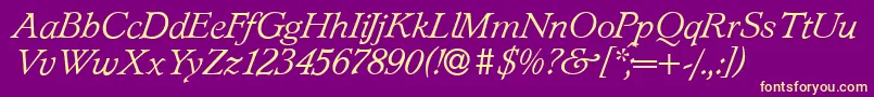 L890RomanItalic Font – Yellow Fonts on Purple Background