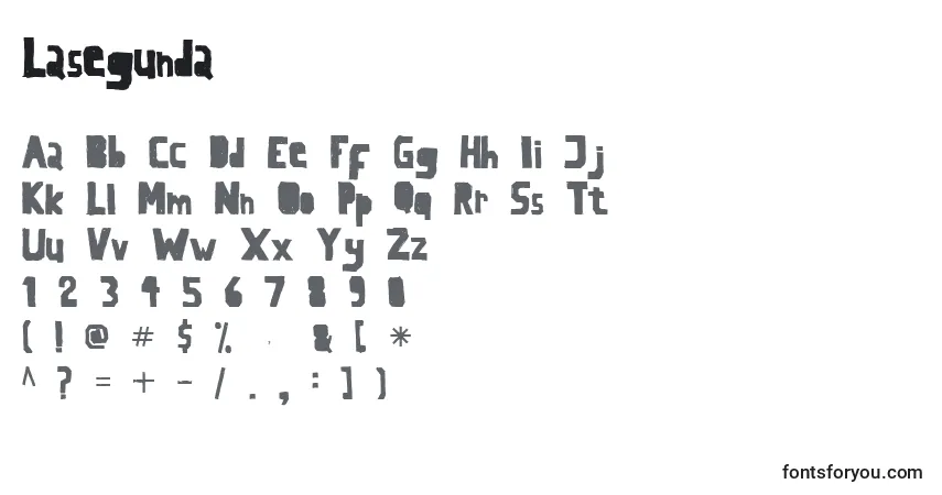 A fonte Lasegunda – alfabeto, números, caracteres especiais