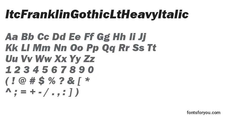 Fuente ItcFranklinGothicLtHeavyItalic - alfabeto, números, caracteres especiales