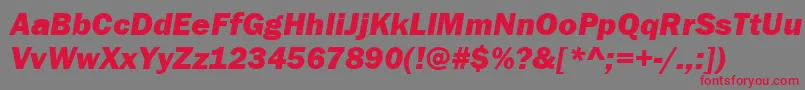 ItcFranklinGothicLtHeavyItalic-fontti – punaiset fontit harmaalla taustalla