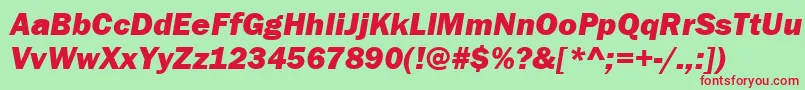 ItcFranklinGothicLtHeavyItalic Font – Red Fonts on Green Background