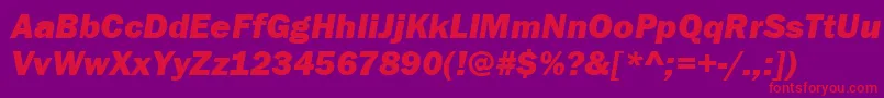ItcFranklinGothicLtHeavyItalic Font – Red Fonts on Purple Background
