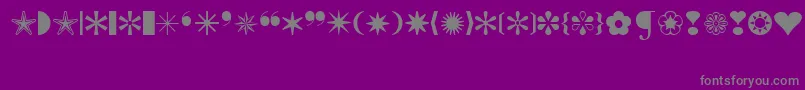 IconicSymbolsExt-fontti – harmaat kirjasimet violetilla taustalla