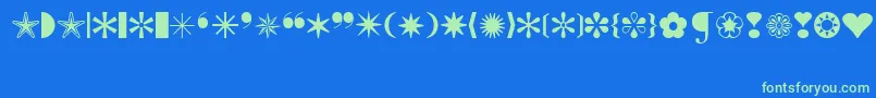 Fonte IconicSymbolsExt – fontes verdes em um fundo azul