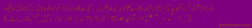 Lehn132-Schriftart – Braune Schriften auf violettem Hintergrund