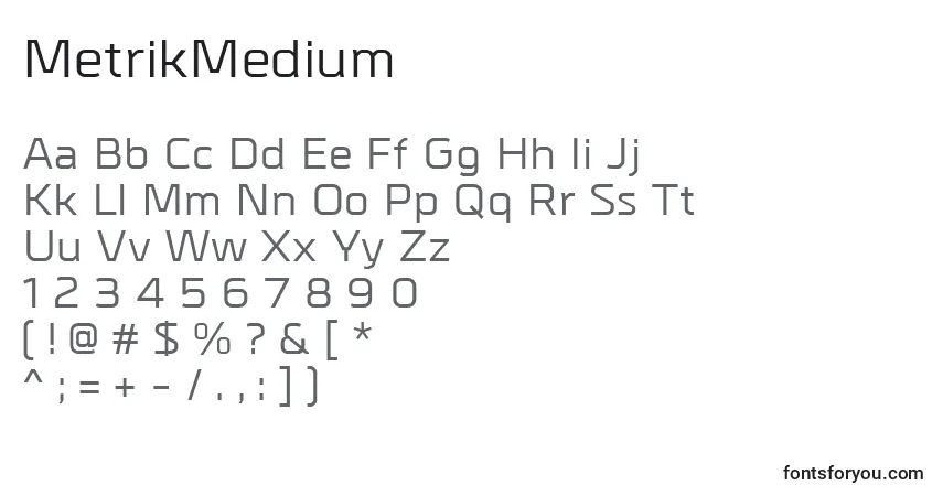MetrikMedium-fontti – aakkoset, numerot, erikoismerkit