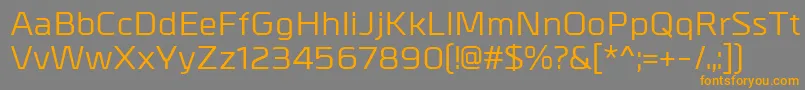 MetrikMedium-Schriftart – Orangefarbene Schriften auf grauem Hintergrund