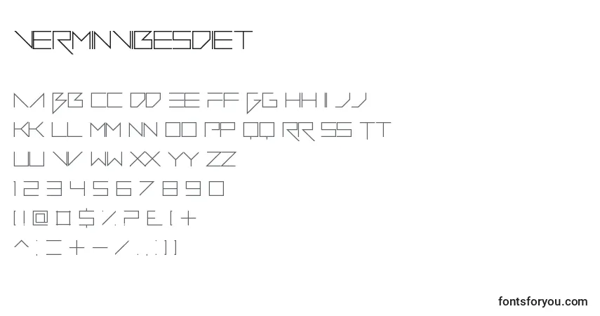 Шрифт VerminVibesDiet – алфавит, цифры, специальные символы