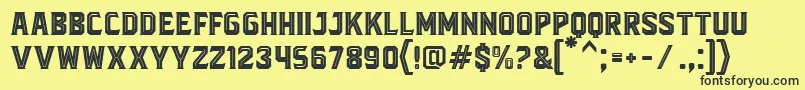 BlacktroopsInline-fontti – mustat fontit keltaisella taustalla