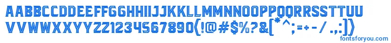 BlacktroopsInline-Schriftart – Blaue Schriften auf weißem Hintergrund