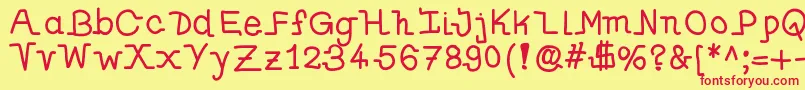 EdgeHandwrite Font – Red Fonts on Yellow Background