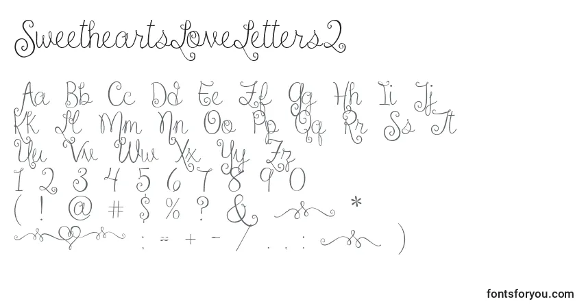 Czcionka SweetheartsLoveLetters2 – alfabet, cyfry, specjalne znaki