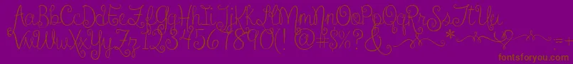 SweetheartsLoveLetters2-Schriftart – Braune Schriften auf violettem Hintergrund