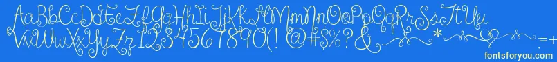 SweetheartsLoveLetters2-Schriftart – Gelbe Schriften auf blauem Hintergrund